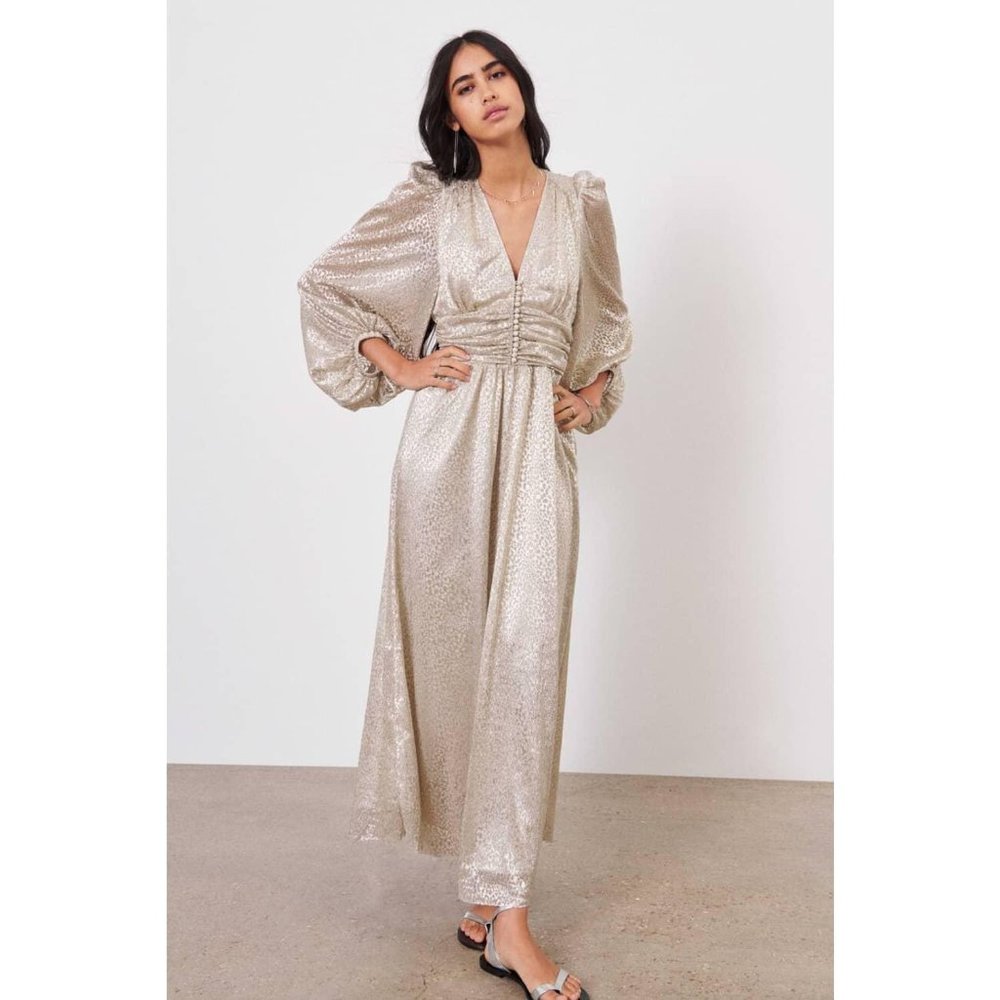 BA&SH Celie Dress - Gold - Small - Size 1